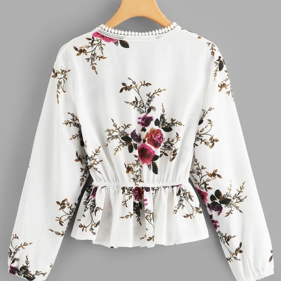 DRAWSTRING FLORAL BLOUSE - Picture 2 of 3
